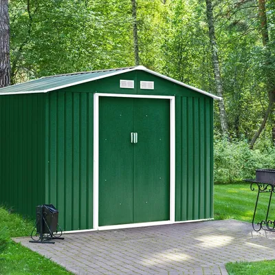 Produktbild von GOPLUS Gerätehaus 2,37㎡, 4,39m³, Geraetehaus Metall, Schuppen Gartenhaus Geraeteschuppen inkl. Metallfundament aus Stahl, Türgröße: 96x152cm