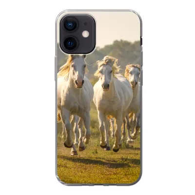 Produktbild von MuchoWow® Handyhülle Schutzhülle Hülle für iPhone 12 Galoppierende weiße Pferde Silikon Softcase Handy Hülle - Schutzhülle