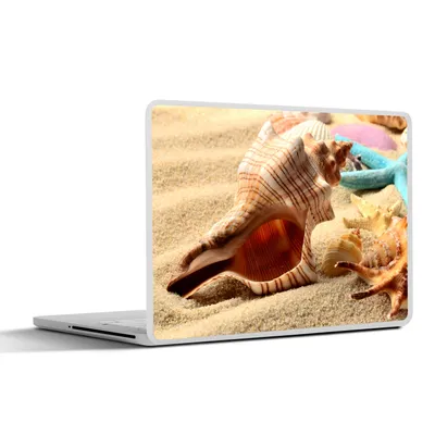Produktbild von MuchoWow® Laptop Aufkleber Sticker Cover Seesterne - Muscheln - Sand - Strand 25x18 cm - Laptop-Deko