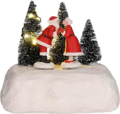 Productafbeelding van Kissing Santa b/o l16xw12,5xh14 cm kersthuisje Luville