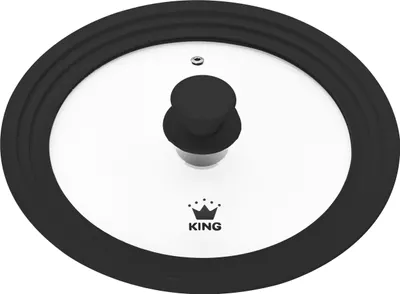 Produktbild von KING® Vario-Deckelset: 2x Topfdeckel mit Silikonrand und Dampfablass / 1x Deckel passend auf Topfgrößen:  16 - 20 cm und 1x Deckel passend auf Topfgrößen: 24 - 28cm / Farbe: Schwarz