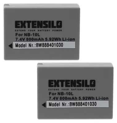 Produktbild von EXTENSILO 2x Akku Ersatz für Canon NB-10L für Kamera (800 mAh, 7,4 V, Li-Ion)