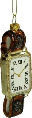 Produktbild von Christbaumschmuck Glas 12cm Armbanduhr Figur Braun