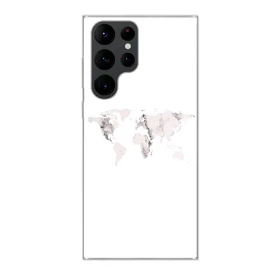 Produktbild von MuchoWow® Handyhülle Schutzhülle Hülle für Samsung Galaxy S22 Ultra Weltkarte - Marmor - Weiß Silikon Softcase Handy Hülle - Abbildung