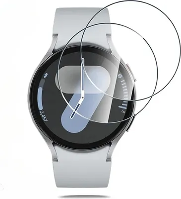 A smartwatch with a screen protector placed on top.