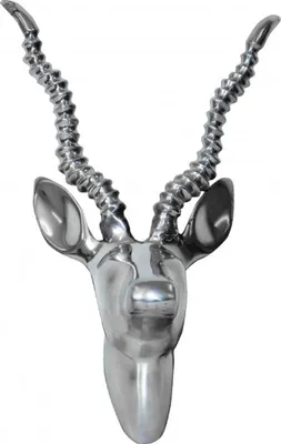Produktbild von Casa Padrino Designer Geweih Deko Wand Gazelle Figur aus poliertem Aluminium - Wandfigur - Geweih - Wandgeweih