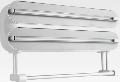 Produktbild von 3-in-1 Küchenrollenhalter Wand, Frischhaltefolienspender mit Klebehaken-Aufkleber Folienspender für Frischhaltefolie Alufolie Backpapier und Küchenpapier (Grau)