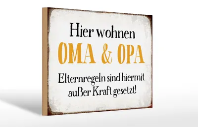 Produktbild von Holzschild Spruch 30x20cm hier wohnen Opa und Oma Retro