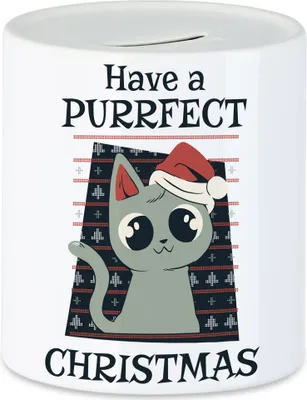 Produktbild von Have a purrfect Christmas Spardose Geschenk für Katzenliebhaber zu Weihnachten, süße Katze