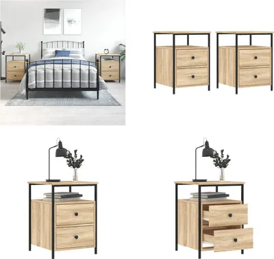 Produktbild von vidaXL Nachttische 2 Stk. Sonoma Eiche 44x45x60 cm Holzwerkstoff - Nachttisch - Nachttische - Nachtschrank - Nachtkommode
