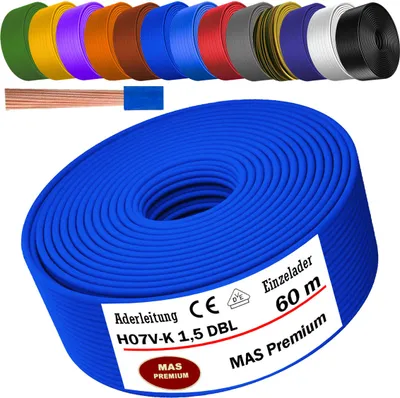 Produktbild von 60m Aderleitung H07 V-K DBL 1x1,5 mm² Dunkelblau Einzelader flexibel