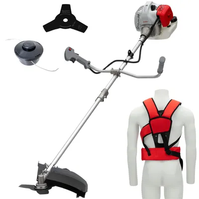 Produktbild von IKRA Benzin Freischneider IBF 4342 | 1250 Watt | 1,3l Tank | Fadenspule 42 cm Schnittbreite | 3-Zahn-Messer Ø 25,5 cm | Profi-Schultergurt