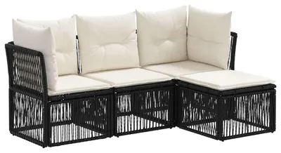 Produktbild von vidaXL Gartensofa-set 4 pcs Schwarz Poly-Rattan