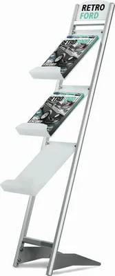 Produktbild von DIN A4 Zeitschriftenständer / Katalogständer (3 Fächer) silber