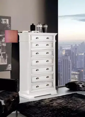 Immagine prodotto di Cassettiera in legno mobile credenza soggiorno bianco cassettiera 7 cassetti