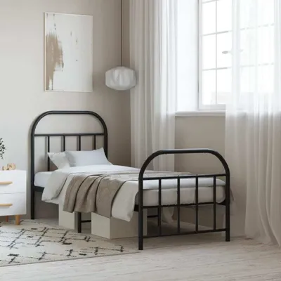 Immagine prodotto di Maison Exclusive - Struttura letto con testiera e pediera in metallo nero 75x190 cm