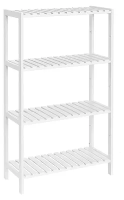 Produktbild von Badezimmerregal aus Bambus, weiß, 26 x 60 x 100 cm – Aufbewahrungsregal