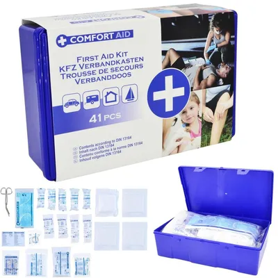 Zdjęcie produktu dla Apteczka samochodowa DIN 13164 41 elementów box pierwsza pomoc