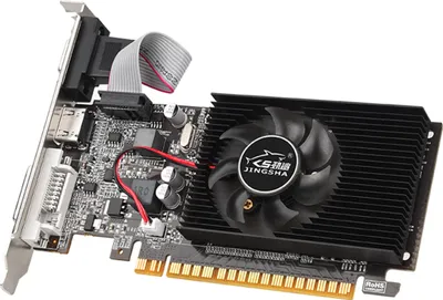 A computer graphics card with a fan and heatsink.