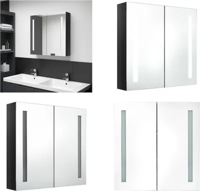 Zdjęcie produktu dla vidaXL Szafka z lustrem LED do łazienki czarna błyszcząca 62x14x60 cm - Szafka łazienkowa - Szafki łazienkowe - Szafka z lustrem - Szafki z lustrem