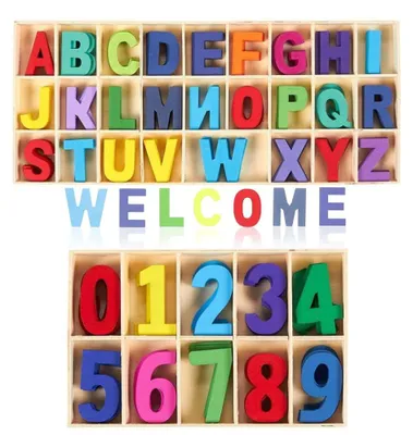 Holzbuchstaben-Set, 180 Stück, Alphabet & Zahlen, 2,5x3,3 cm