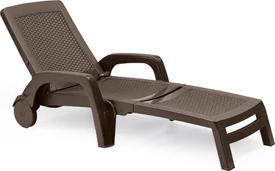 Produktbild von Sonnenliege Dmat, verstellbarer Gartenliegestuhl mit Armlehnen, Outdoor-Liege, 100 %  Italy, 190x46h70 cm, Braun