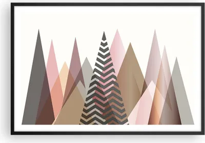 Produktbild von Gerahmtes Poster - Schwarzer Rahmen - Berge Dreiecke Abstraktion - 91,5x61 cm - Wand Bild - Wanddeko - Wandbilder - Kunstposter - Wandposter - Bilderrahmen - Bilder - Kunstdruck - P2BAA91x61-4402
