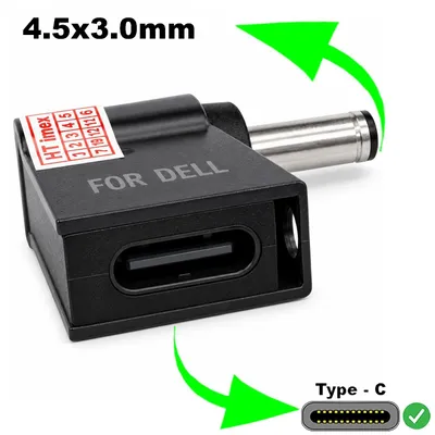 Produktbild von DC stecker 4,5 x 3,0 mm auf USB-C Buchse Adapter für DELL Inspiron 13 (7348), 13 (7386-3MVN4), 15 (7506), 15 (7506-CVDMH)