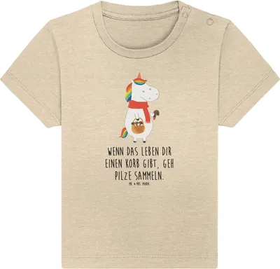 Produktbild von Mr. & Mrs. Panda  T-Shirt Einhorn Pilz 12. - 18. Monat - Natural Raw - Geschenk, Pilze, Einhörner, Babyshirt, Liebeskummer, Baby Jerseyshirt, Shirt, Motivation, Spruch