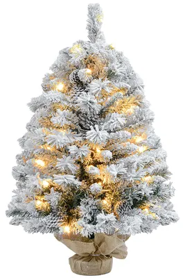 Produktbild von Weihnachtsbaum 92 cm, LED-Lichter, Schneezweige, Tannenzapfen, flammenhemmend, Betonfuß