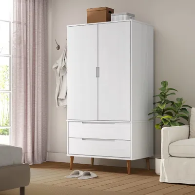 Zdjęcie produktu dla The Living Store Szafa MOLDE biała 90x55x175 cm lite drewno sosnowe