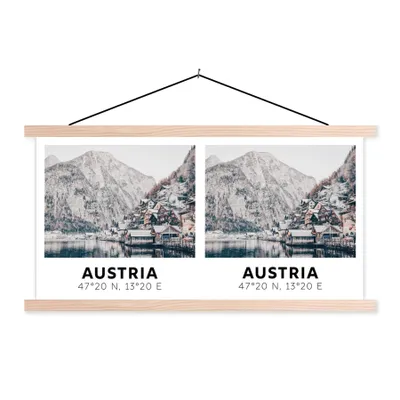 Produktbild von MuchoWow® Textilposter Österreich - Alpen - Wasser - Berg 120x60 cm mit holzfarbenen Rahmen - Klemmleiste