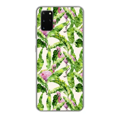 Produktbild von MuchoWow® Handyhülle Schutzhülle Hülle für Samsung Galaxy S20 Plus Flamingo - Blätter - Muster Silikon Softcase Handy Hülle - Hartschale
