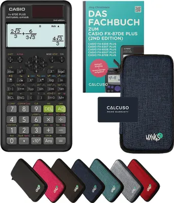 Produktbild von Casio fx-87DE Plus 2nd edition inkl. Schutztasche Blau & Fachbuch (48 Seiten, DIN A5) – Wissenschaftlicher Rechner – Smart Set