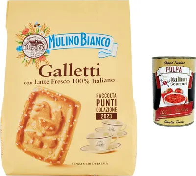Produktbild von 6x Mulino Bianco Galletti Kekse mit 100% italienischer Frischmilch 800 g Biscuits cookie + Italian gourmet polpa 400g