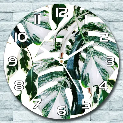 Produktbild von Wanduhr aus Glas Rund fi 30 Fensterblätter Quarz Deko Wohnzimmer Büro