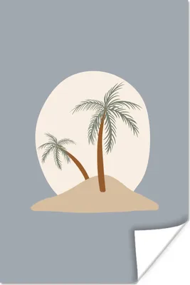 Produktbild von MuchoWow® Poster Palme - Pastell - Blau - Sonne 80x120 cm - Papierdruck