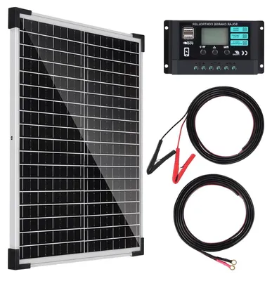 Imagen del producto de Kit de paneles solares - Sistema de energía - Generación de energía - Panel monocristalino - 25W 12V - Negro