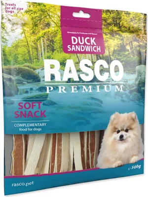 Zdjęcie produktu dla Przysmak z kaczki i dorsza Rasco Premium, kanapka 500g