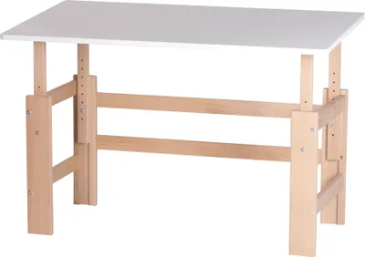 Produktbild von Höhenverstellbarer Schreibtisch Weiß/Buche