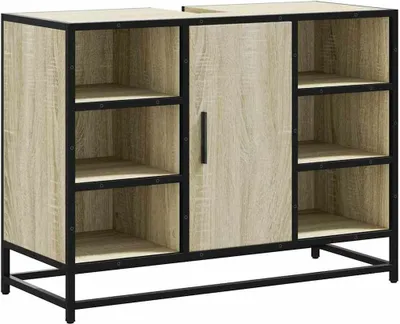 Image de Meuble de salle de bain avec lavabo Chêne Sonoma 80 x 33 x 60 cm Bois d'ingénierie