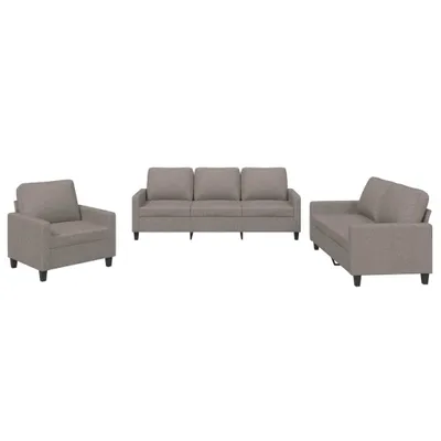 Produktbild von vidaXL 3-tlg. Sofagarnitur mit Kissen Taupe Stoff