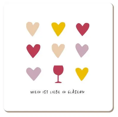 Produktbild von Korkuntersetzer Wein ist Liebe in Gläsern