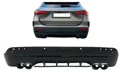 Imagen del producto de Difusor de parachoques trasero, color , con salidas de escape para Mercedes GLA H247, línea deportiva, paquete aerodinámico "Night".