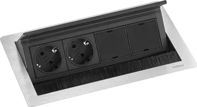 Produktbild von Evoline Flip Top Push Data M Steckdosenleiste, 2 freie Modulplätzen, Edelstahl