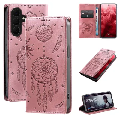 Produktbild von Handyhülle für Samsung Galaxy S26 FE RFID Schutz Klapphülle Case Cover Blumen Design Traumfänger Schutzhülle Farbe: Rosa