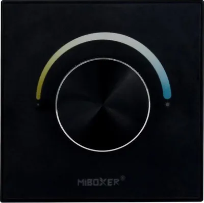 Produktbild von MiBoxer P0 LED Drehregler-Wandpanel Schwarz – 2-in-1 Controller für CCT  und  einfarbige LED Streifen, 2,4 GHz Funk, 12 A