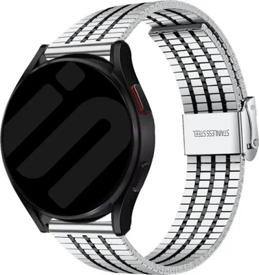 Produktbild von Strap-it Edelstahlarmband - Kompatibel mit Samsung Galaxy Watch 4 Armband 40mm Ersatzarmband Edelstahl - Verstellbarer Verschluss - Hochwertiges Material - für Samsung Galaxy Armband Silber