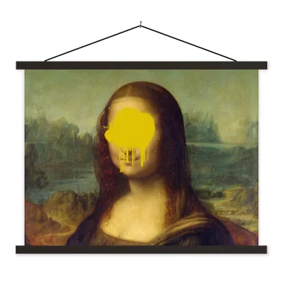 Produktbild von MuchoWow® Textilposter Mona Lisa - Leonardo da Vinci - Gemälde 150x113 cm mit schwarzem Rahmen - Wohnzimmer