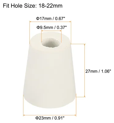 Produktbild von 5Stk Gummi Konisch Stecker 17mm bis 23mm mit Loch Test Rohre St?psel Stopfen Wei? fš¹r Lab Haus